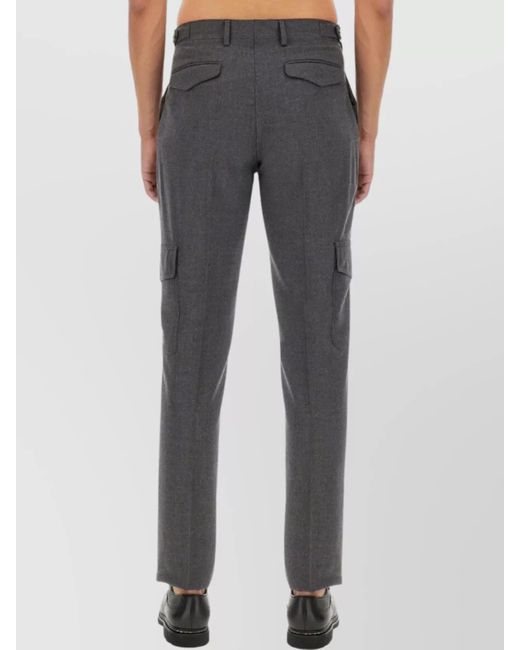 Lardini Gray Wool Straight-Leg Trousers for men