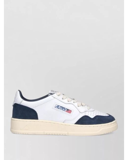 Autry Blue Leather Low Top Lace-Up Sneakers
