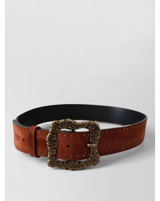 Dolce & Gabbana Brown Suede Leather Studded Baroque Style Belt for men