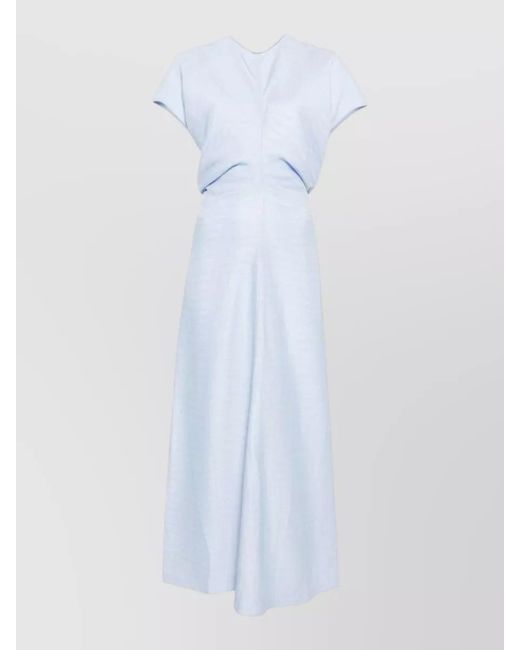 Totême White V Neck Maxi Dress Ruched Waist