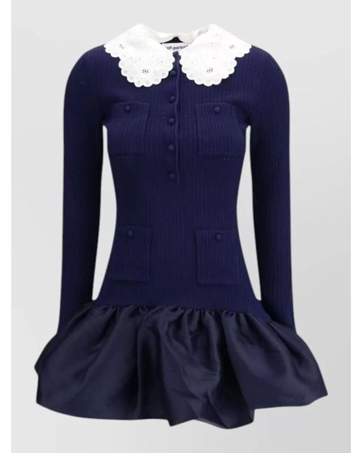 Self-Portrait Blue Viscose Mini Dress