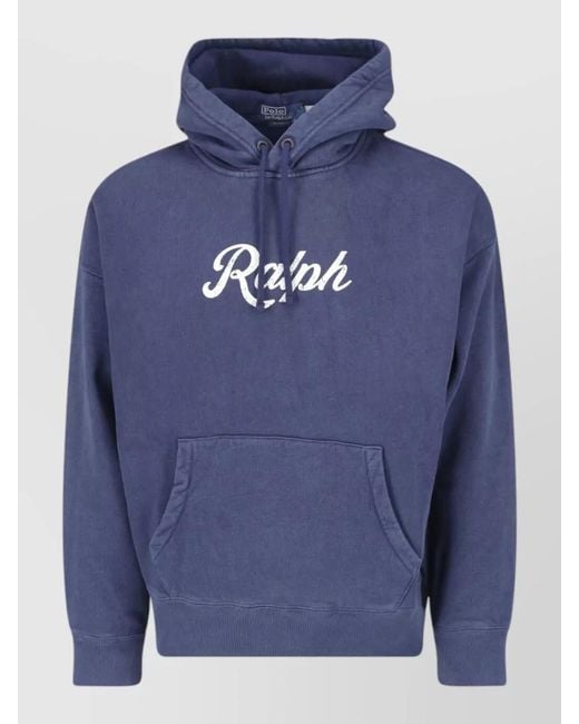 Polo Ralph Lauren Blue Hooded Sweatshirt Featuring Practical Front Pocket for men