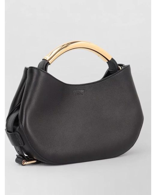 Moschino Gray Leather Shoulder Bag Top Handle Design