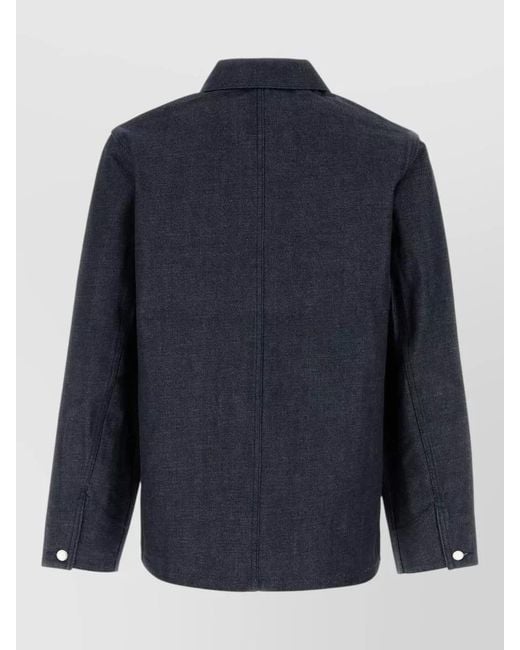 A.P.C. Blue Denim Frgmt Collared Jacket Chest Pockets for men