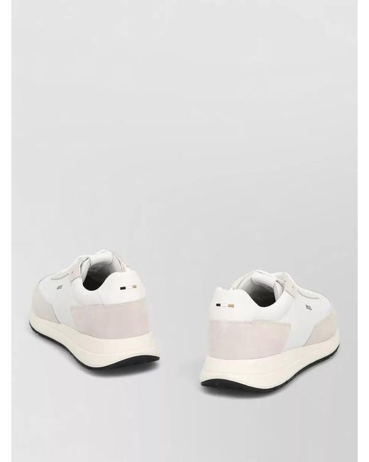 Boss White Leather Low-Top Sneakers for men