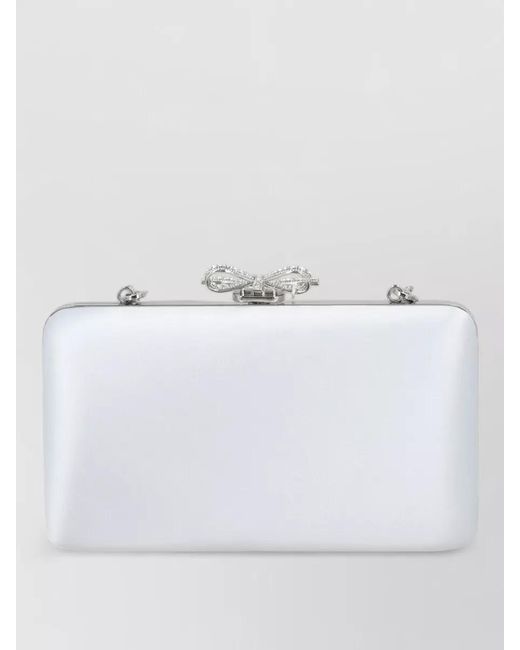Self-Portrait White Diamante Clutch Bag