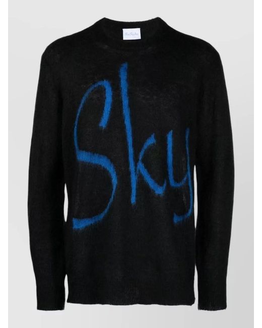 BLUE SKY INN Blue Logo Wool Blend Crew Neck Sweater for men