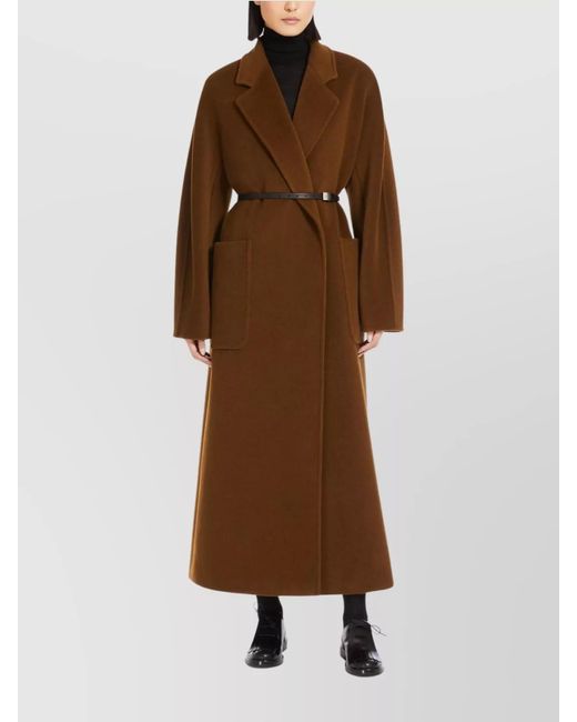 Max Mara Brown Camel Hair Oversized Belted Coat