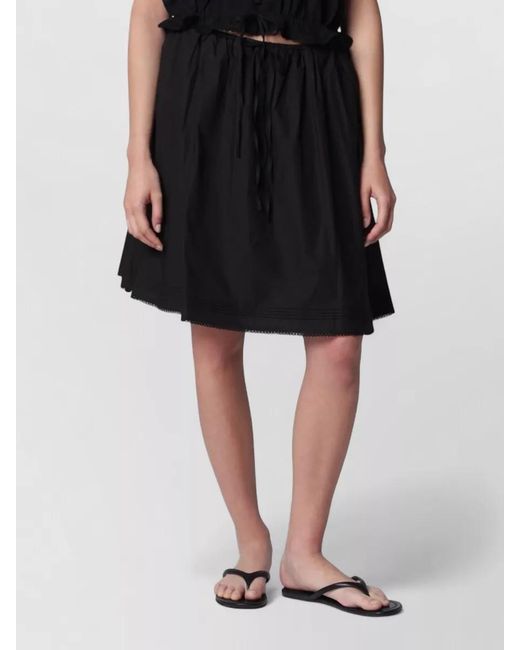 DUNST Black Dress Drawstring Waist Flared Hem Lace
