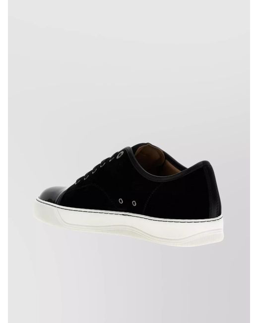 Lanvin Black Leather Low-Top Sneakers for men