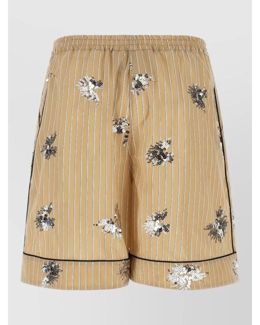 Le twins Natural Mezzodì Shorts Loose Fit Striped Floral Pockets