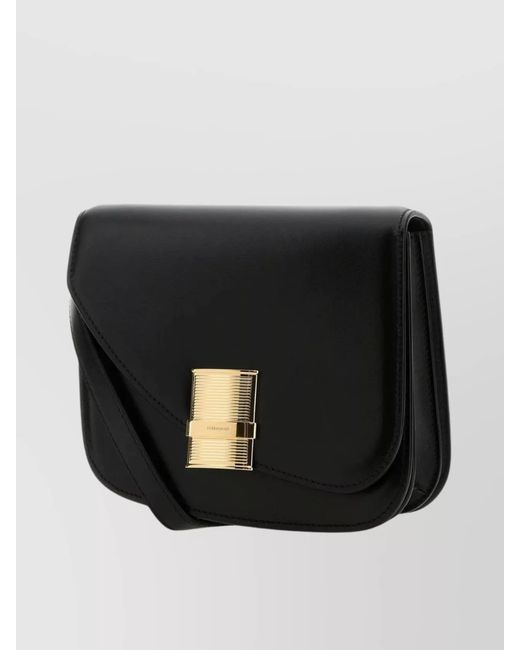 Ferragamo Black Gancini Leather Crossbody Bag