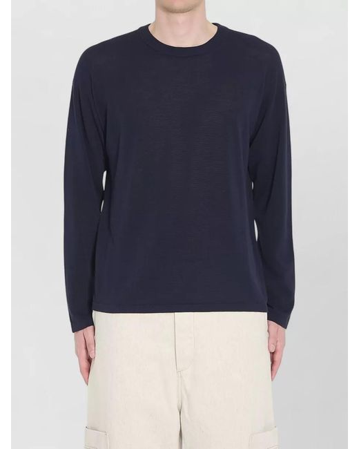 Roberto Collina Blue Cotton Crewneck Sweater Long Sleeves for men