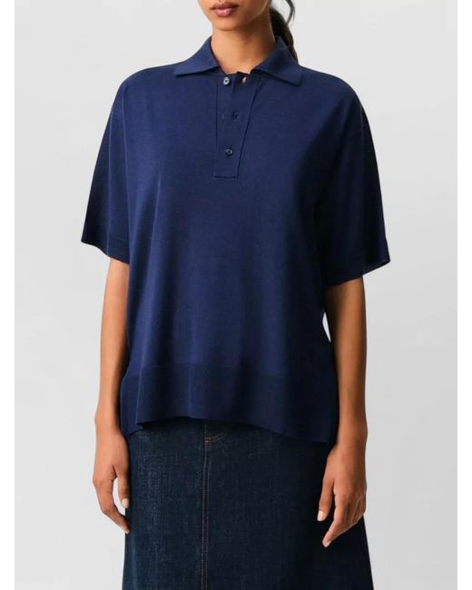 AMI Blue Polo Collar T Shirt Heart Embroidery for men