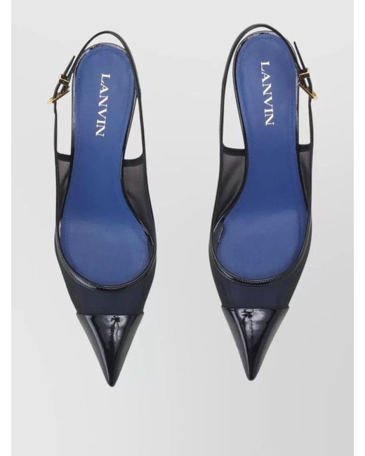 Lanvin Multicolor Pointed Toe Mesh Slingback Kitten Heel Pumps