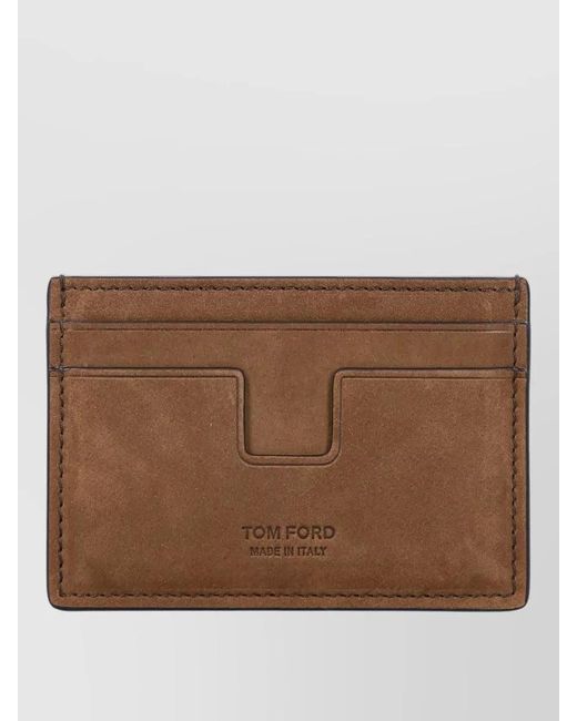 Tom Ford Brown Leather Card Holder for men
