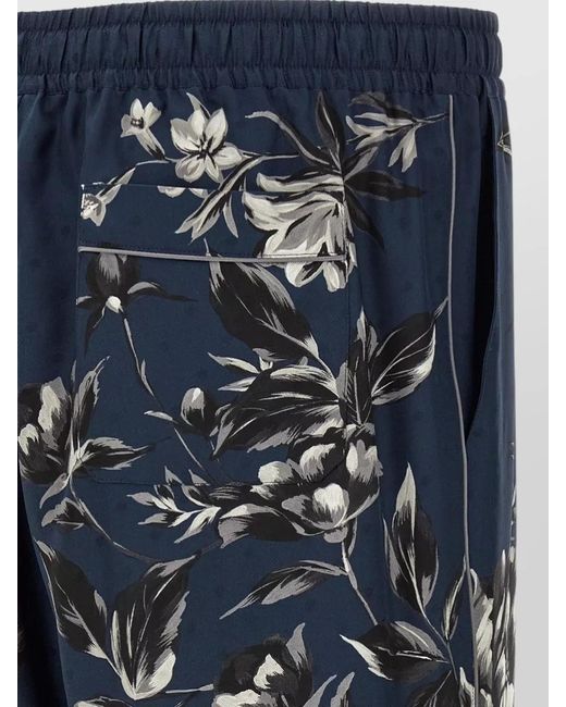 Dolce & Gabbana Blue Vanity Trousers Floral Print Contrast Hem Pockets for men