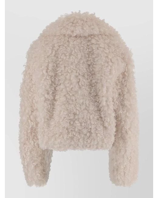 Stand Studio Natural Smara Faux Fur Jacket Long Sleeves
