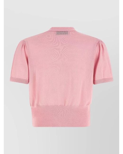 Vivienne Westwood Pink Pamela Short Sleeve Sweater Ruffle Detail