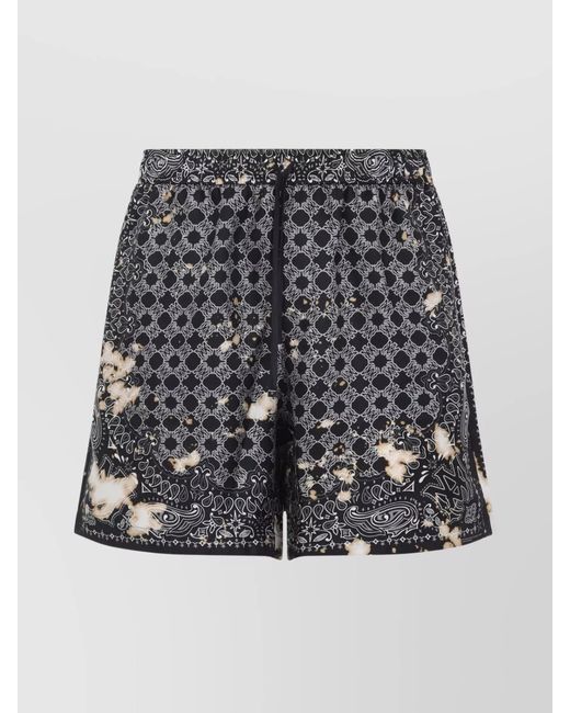 Amiri Gray Silk Printed Deck Shorts for men