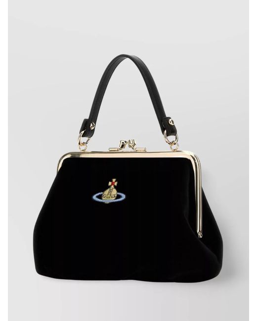 Vivienne Westwood Black Velvet Handbag-Tone Hardware