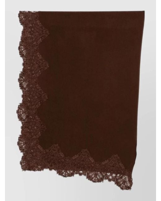 Ermanno Scervino Brown Cashmere Stole Lace Detailing Lightweight Design