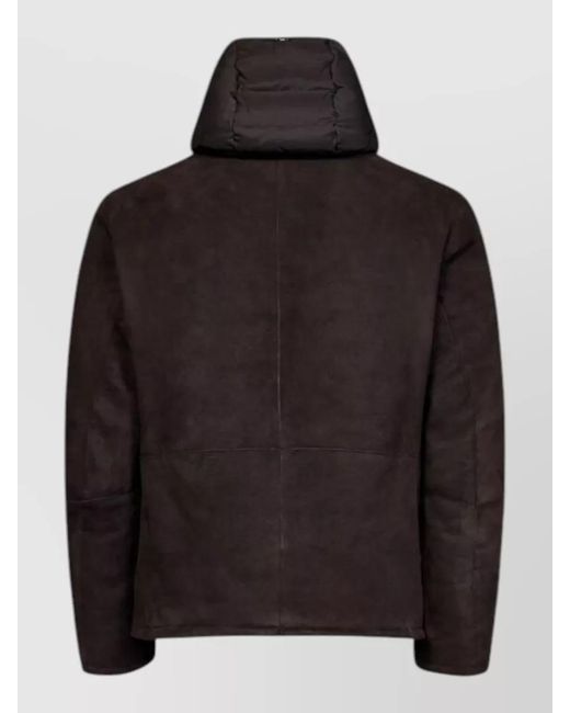 Herno Black Lambskin Hooded Jacket for men