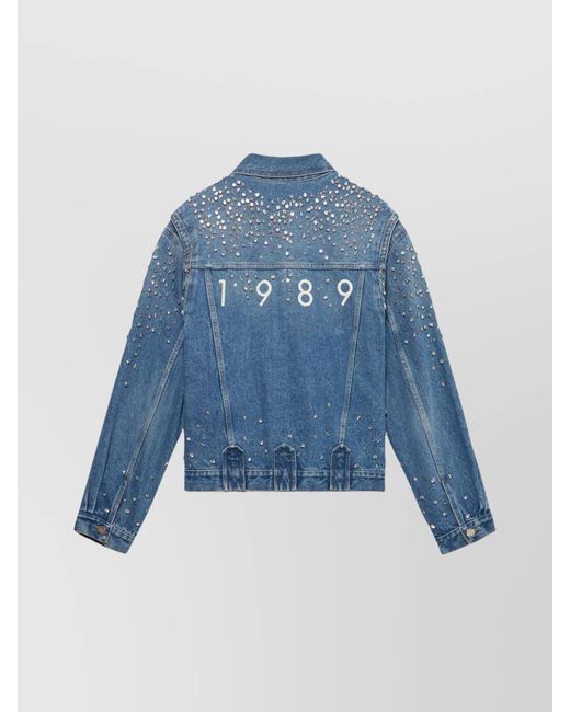 1989 STUDIO Blue Crystal-Embellished Denim Trucker Jacket for men