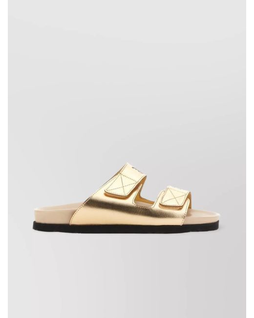 Palm Angels Metallic Leather Logo Sandals