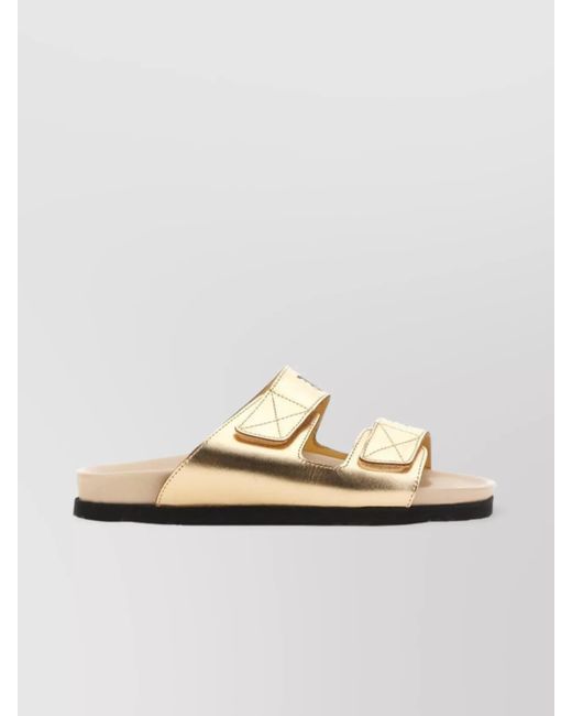 Palm Angels Metallic Leather Logo Sandals
