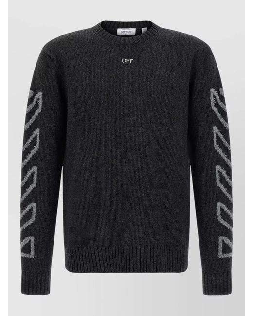 Off-White c/o Virgil Abloh Black Diag Arrow Knit Sweater Crew Neck for men