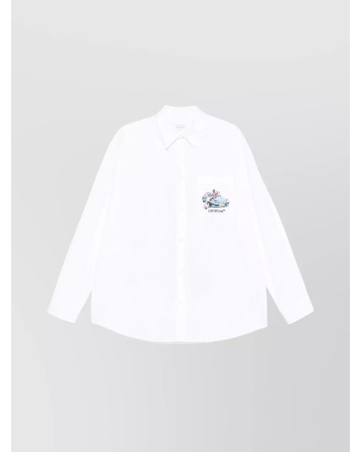 Off-White c/o Virgil Abloh White Casual Shirt With Graphic Print And Collar for men