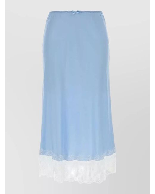 Moschino Blue Silk Satin Straight Skirt