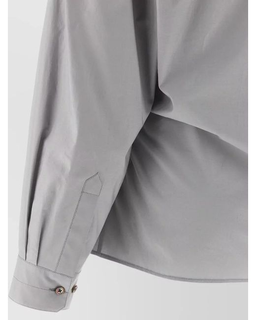 Lemaire Gray Silk Cotton Twisted Collar Shirt