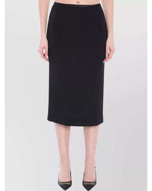 Dolce & Gabbana Black Silk Wool Midi Pencil Skirt