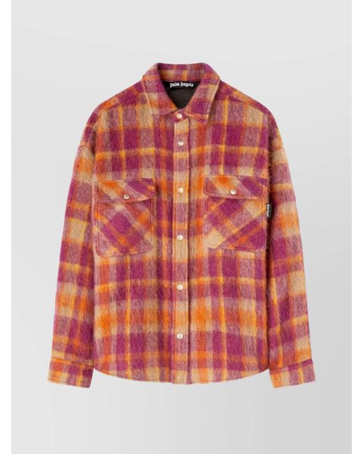 Palm Angels Red Checked Wool Overshirt for men
