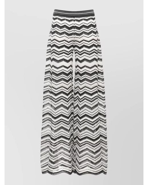 D.exterior White Straight Skirt Chevron Pattern Lurex Floor Length