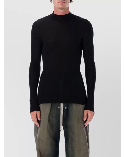 Rick Owens Gray Wool Ribbed Turtleneck Sweater for men