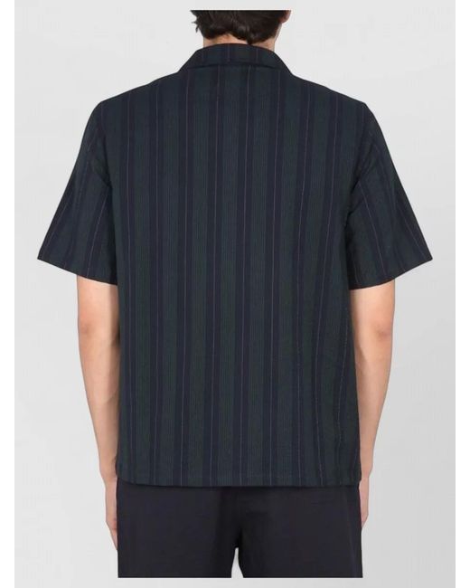 Howlin' By Morrison Black Cotton Shirt Bowling Neck Short Sleeves for men