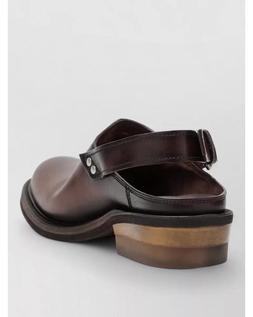 Miu Miu Black Leather Sling Back Mules Round Toe Rivets Heel