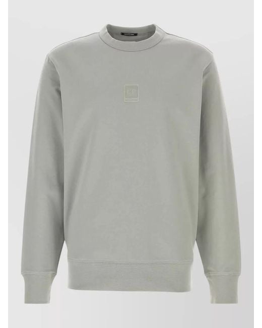 C P Company Gray Stretch Cotton Sweatshirt Ribbed Cuffs Hem for men