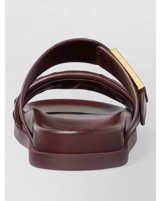 Fendi Brown Leather Double-Strap Flat Sandals