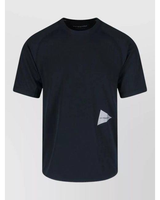 And Wander Black Crew Neck T Shirt Short Sleeves Top for men