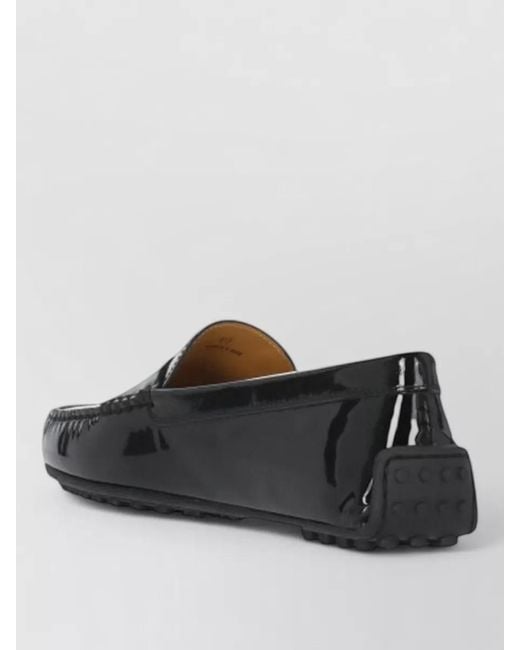 Tod's Black Polished Leather Loafers Patent Finish