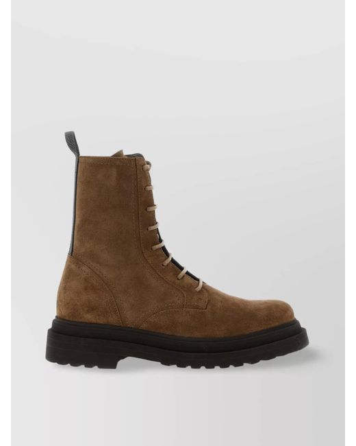 Brunello Cucinelli Multicolor Suede Combat Boots Monile
