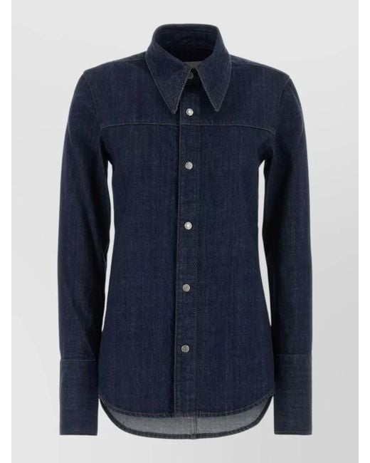AMI Blue Denim Shirt Long Sleeves Pointed Collar Cuffs for men