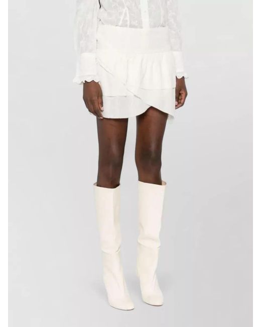 Isabel Marant White Asymmetrical Mini Skirt High Waist Ruffle
