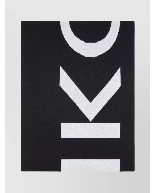 Pinko Black Wool Logo-Knit Scarf