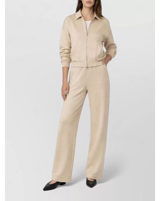 Max Mara Natural Silk Cotton Cropped Sweatshirt Collared Neck