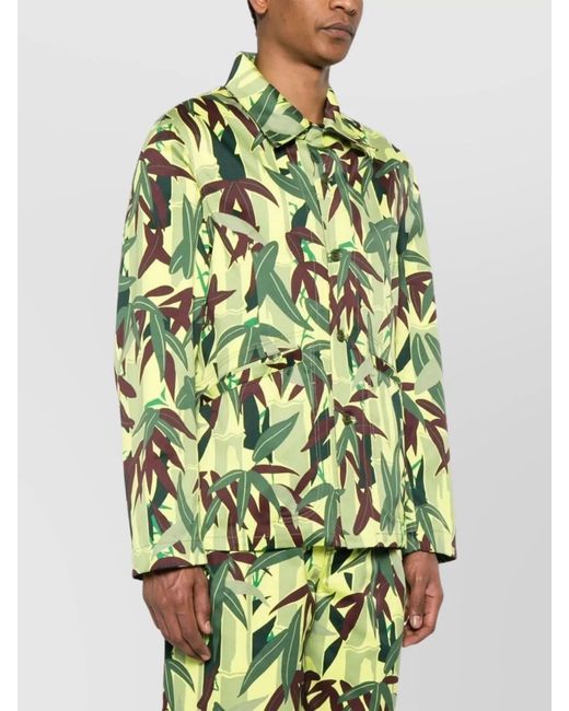 KENZO Green Logo Print Shirt Jacket for men